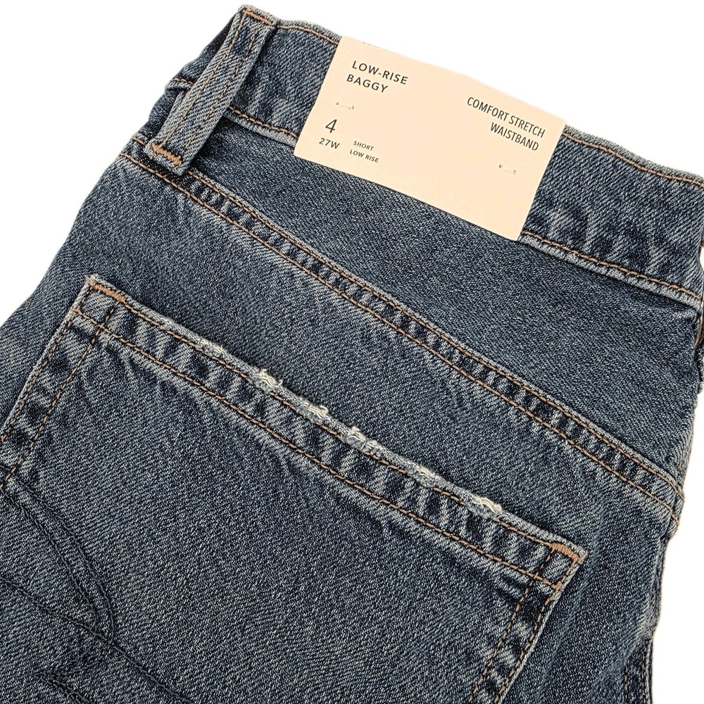 American Eagle Outfitters Jeans Women 4 Short Low-Rise Baggy Straight Distress